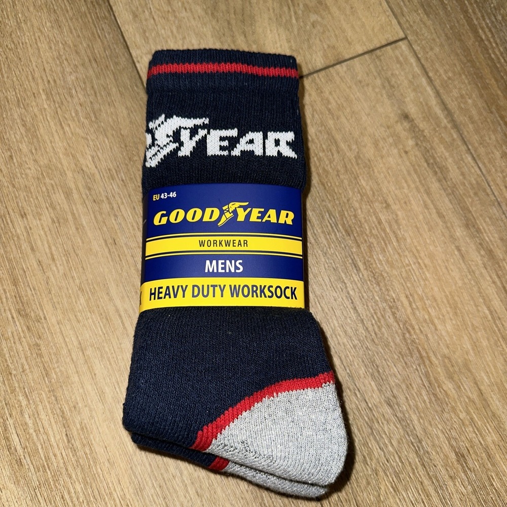 GOODYEAR Workwear Heavy Duty Worksock 3 Pack Men's Blue Socks Size EU 43-46 NWT